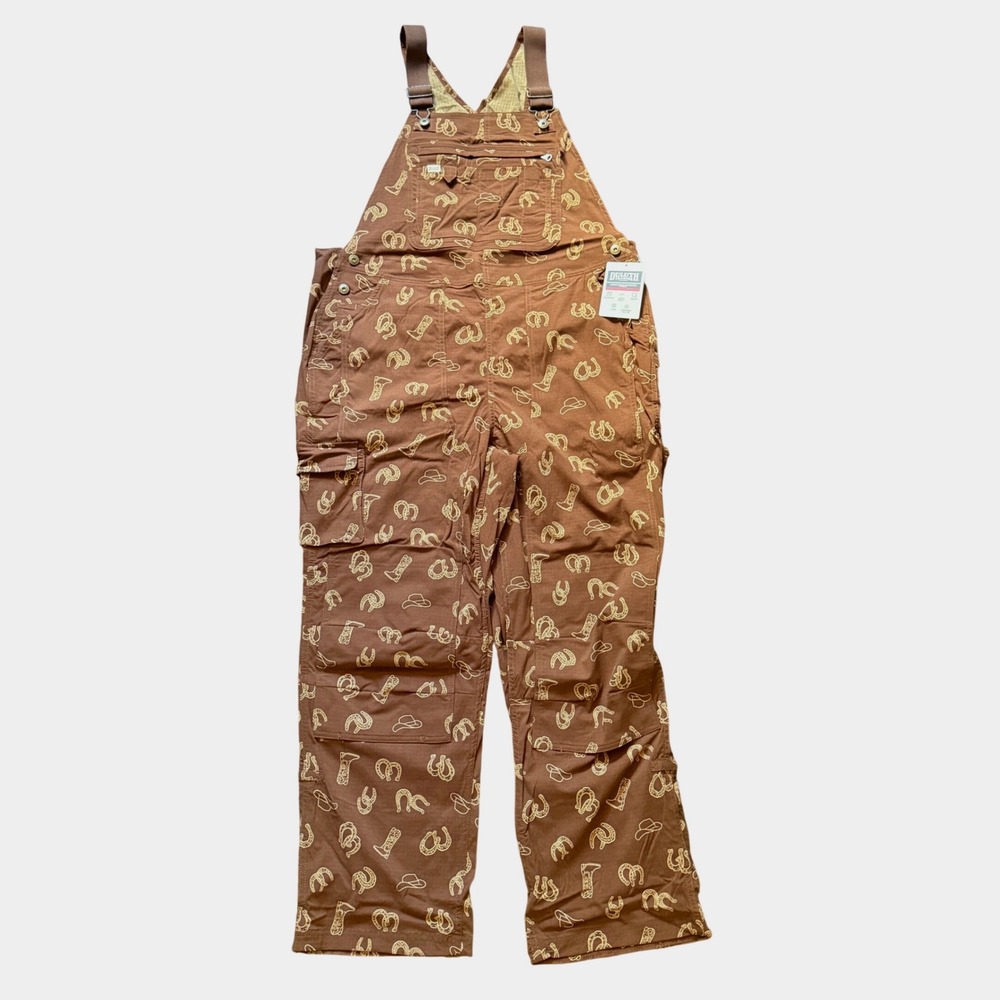 Duluth Trading Co Bib Overalls Womens 1X x 31 Brown Horse Cowboy Boot Gardening